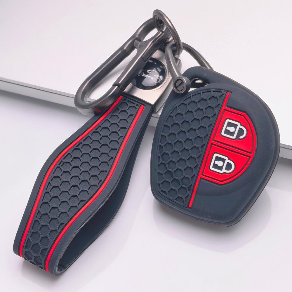 Silicone Remote Key Cover for Suzuki Swift Alto Jimny SX4 Vitara Ignis Celerio Dzire Ertiga with Keychain Shockproof Non Slip Grip Key Fob Protector