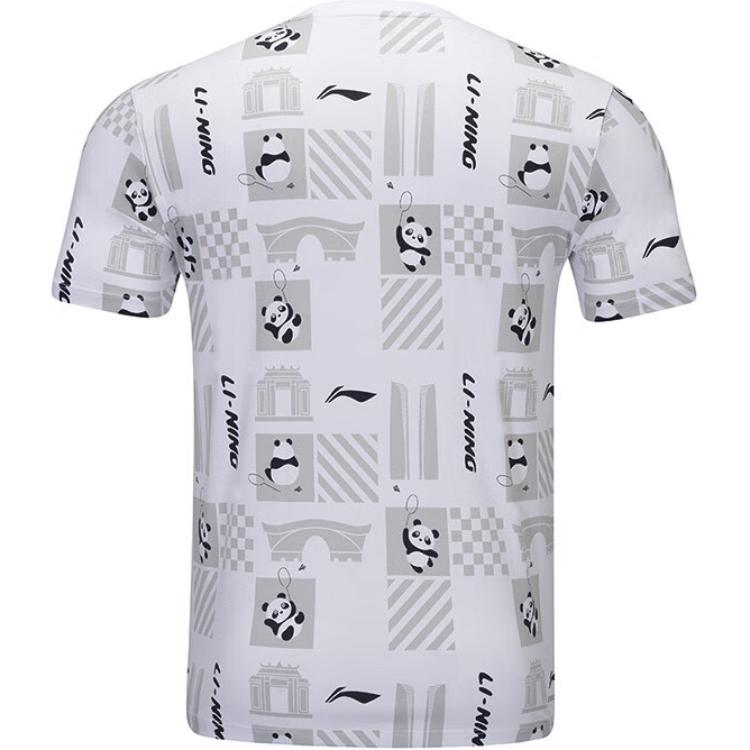 Li Ning Badminton Chengdu Neng Mao Element Thomas Cup Rundhals Bequem Gedenk Kulturell Kurzarm T-Shirt Unisex T-Shirt AHSUA45-2