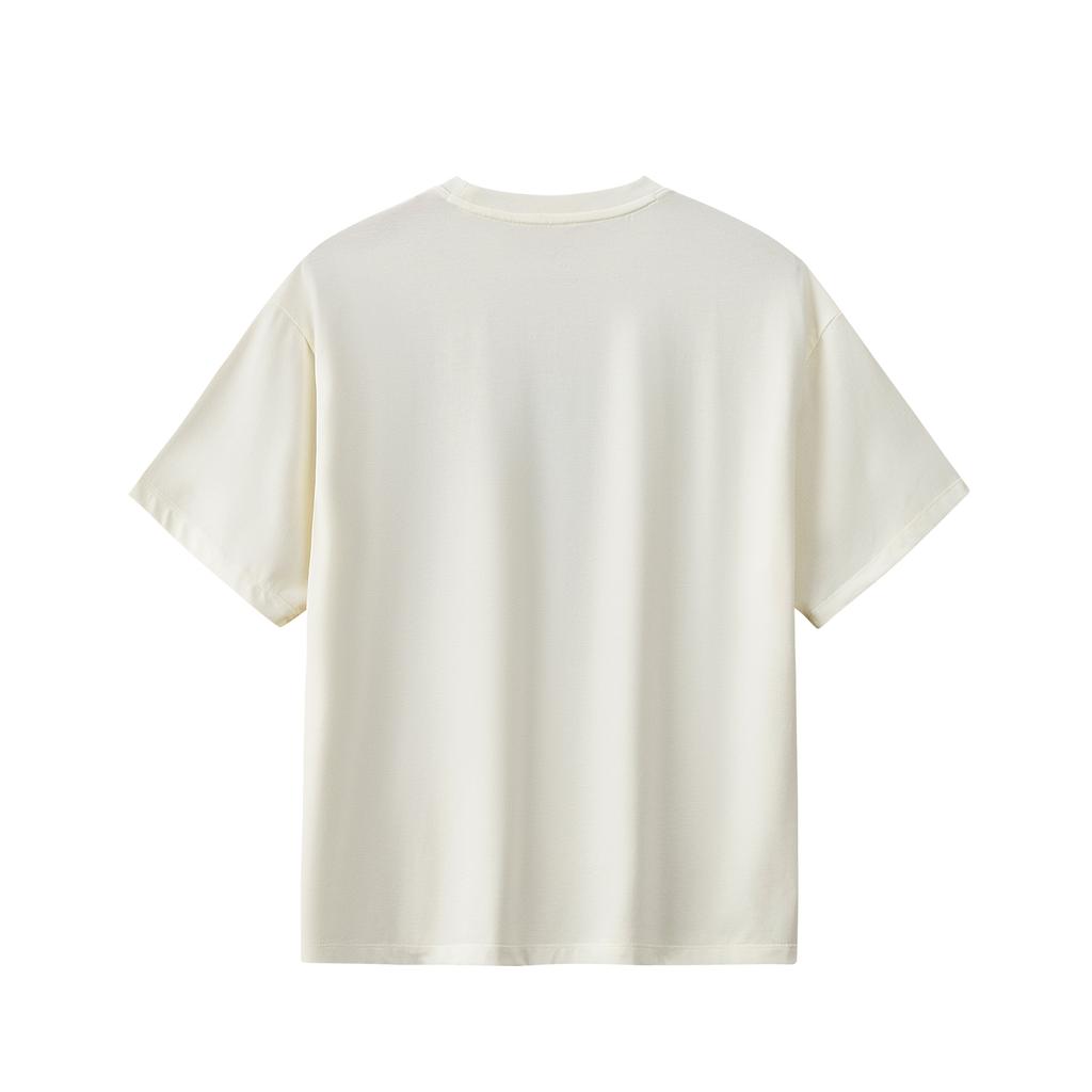 Anta Loose Short Sleeve Knitted T-Shirt Women tops Ivory 962628106-3