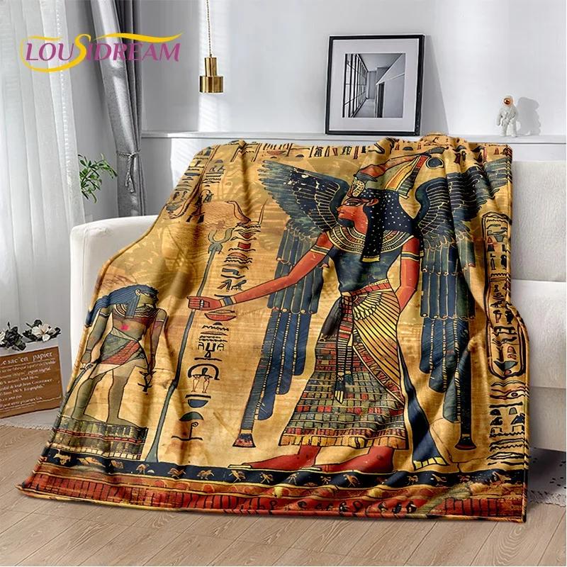 Ancient Egypt Hieroglyphic Mythology Throw Blanket Soft Cozy Blanket for Home Bedroom Bed Sofa Cover ChildFriendly Design