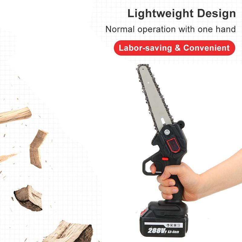 3000W 6-Inch Mini Electric Saw Cordless Chainsaw Fruit Tree Woodworking Garden Tools Handheld Wood Cutter