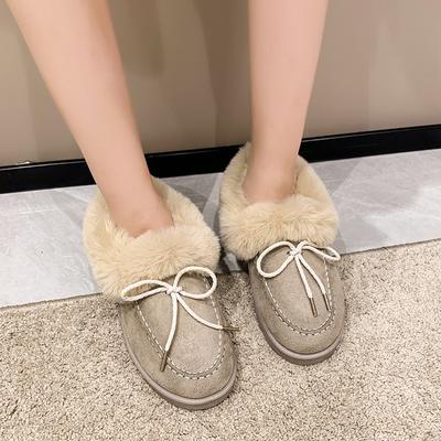 Mode 2024 Neue Damen Schuhe Slipper Damen Ballerinas Mode Runde Zehenpartie Lässige Flache Schuhe Winter Plus Samt Einfarbig Flach Niedrige Absätze Zapatos