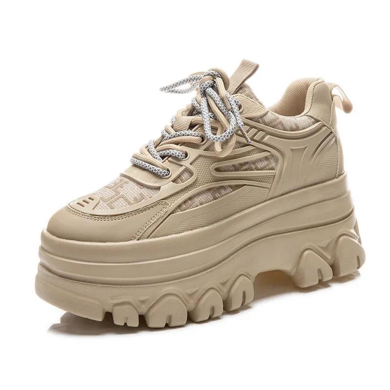 Hot quality 9cm Chunky Sneakers Platform Shoes Wedge Women Casual Shoes Breathable Summer Shoes Women Fashion Sneakers Spring