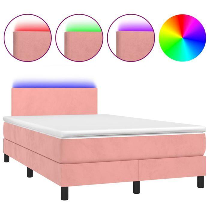 Maison Exclusive - Sommier à lattes de lit avec matelas LED Rose 120x200cm Velours