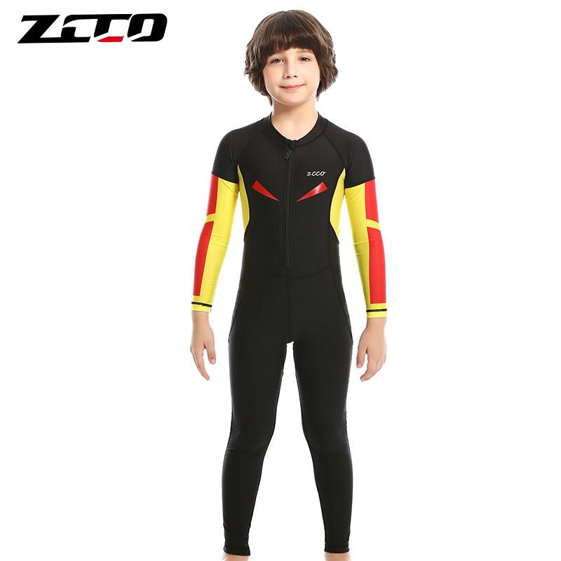 

ZCCO Children s Swimsuit Diving Suit Boys one-piece Long-sleeved Snorkeling Surfing Sunscreen M