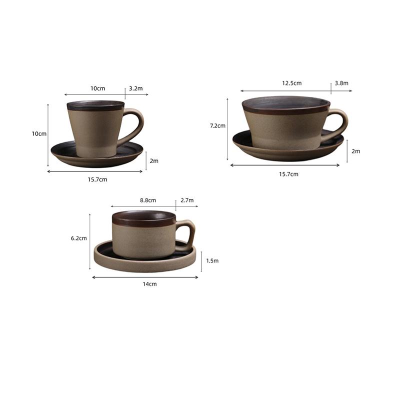 Vintage Ceramic Coffee Cup and Saucer Home Stoneware Breakfast Milk Mug Afternoon Tea Flower Tea Coffee Cup Couple Water Mug New