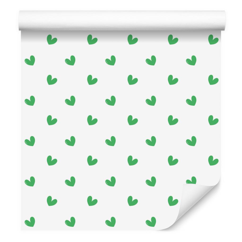 Heart Wallpaper White, Mint and Green 50x1000
