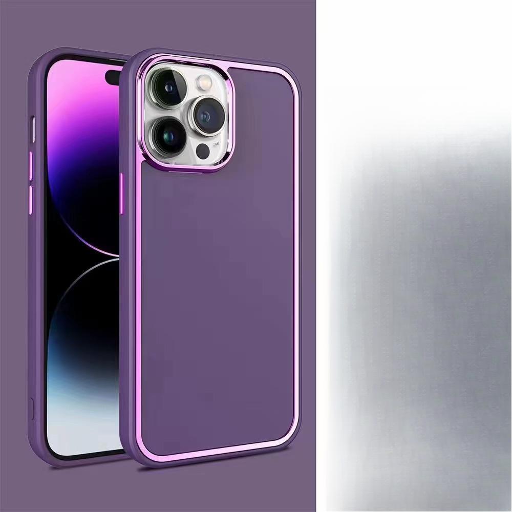 Suitable for IPhone15 Mobile Phone Case Electroplated Border 14pro Skin Feeling Micro-matte MAX Large Hole Full Cover Anti-fall Soft Shell