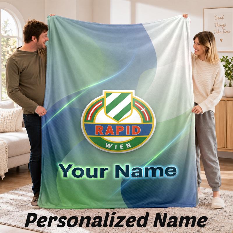Rapid Wien FC Personalized Flannel Blanket Custom Name Text Soft Throw Blanket Home Decor