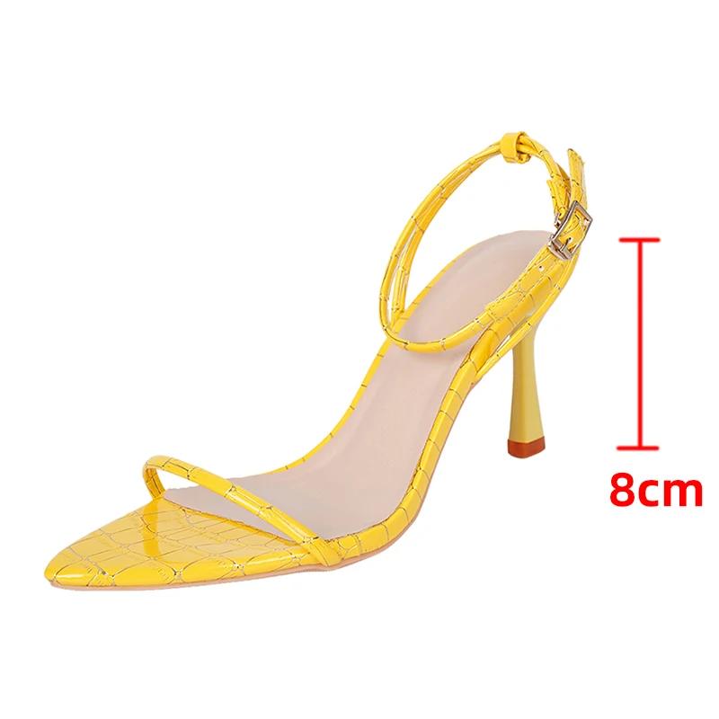 Fashion Sexy Pointed Toe Stiletto Heel Sandals for Women Summer Fashion Ankle Strap Party Dress Shoes Woman Elegant High Heels Sandalias