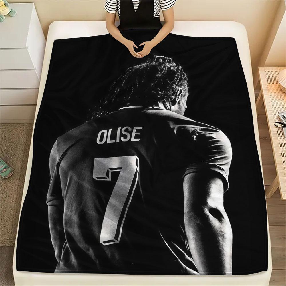 Michael Olise Bedrukte Flanellen Deken, zachte plaid voor slaapkamerbank, wasbaar, voetbalfan merchandise, geweldig cadeau.