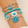 Beads Turquoise Bracelet Set Pearl Bohemian Style Hand Chain  Holiday