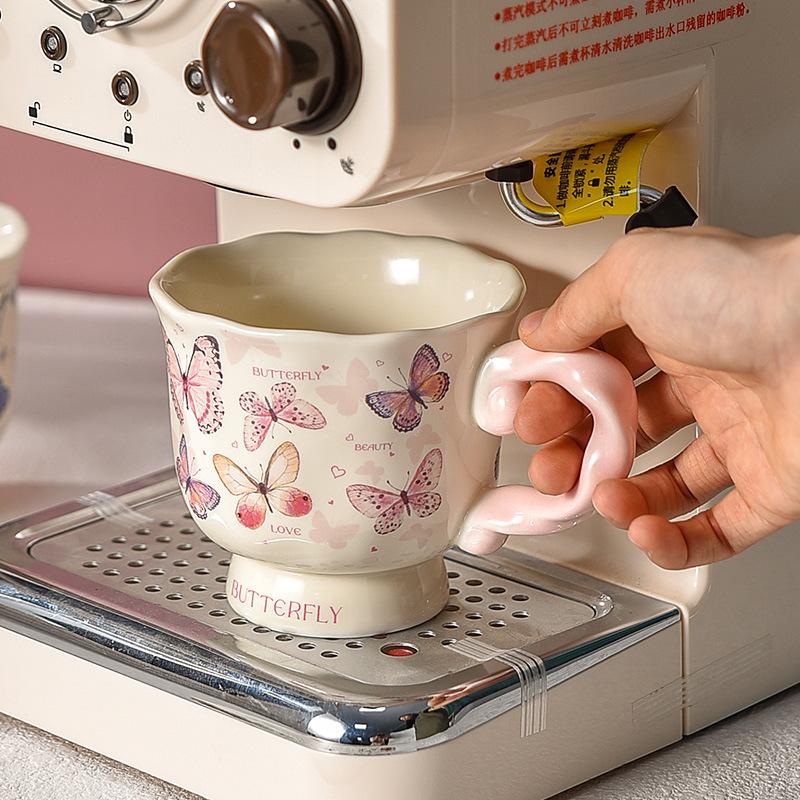Retro Coffee Cup for Women's Personal High End Feeling Light Luxury High Value Ceramic British Afternoon Tea Cup Latte Cup
