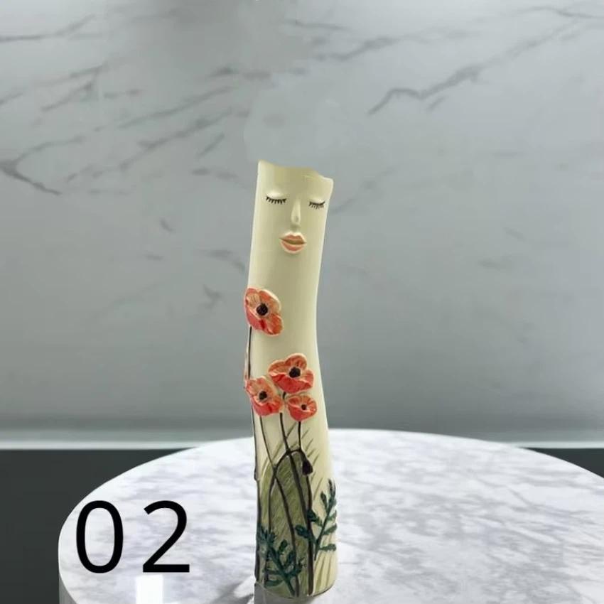Schöne Elegante Damen Körpervase Trockenblumenstrauß Vasen Frauen Körperkunst Handwerk Ornamente Heim Schreibtisch Dekoration Wohn Garten