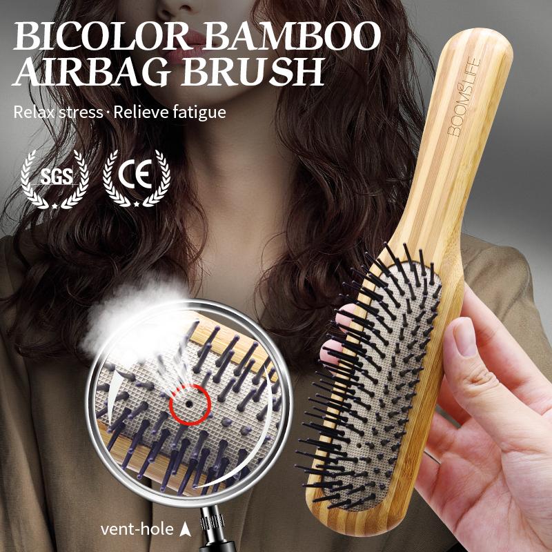 Name Bamboo Hair Brush Women Mini Bamboo Comb Paddle Detangling HairBrush with Nylon P Wood Comb Brosse Cheveux Femme