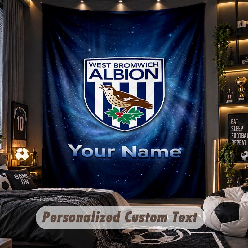 TapestryWest Bromwich Albion FC Custom Name Text Personalized Wall Hanging Tapestry Home Wall Decor