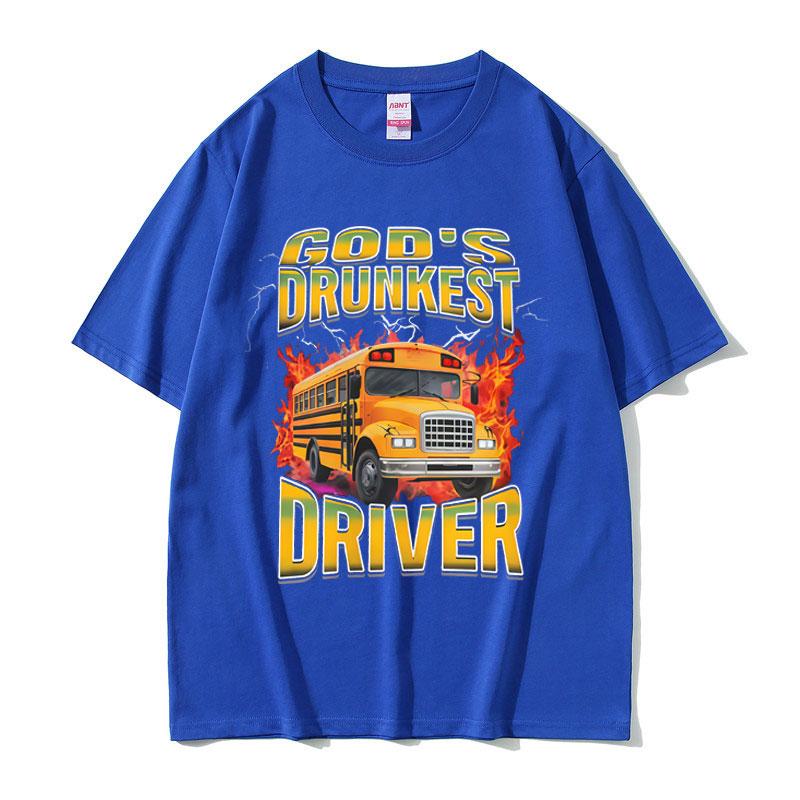 Gods Drunken Driver Funny Meme Tshirt Men Casual Humor Oversized Short Sleeve Tops T Shirts Male Vintage 100 Cotton Tshirts