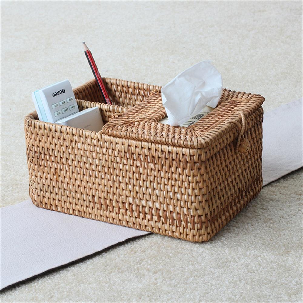 Papierständer, Rattan-Taschentuchbox, elegante Heimdekoration, handgefertigter Schreibtisch-Taschentuchbehälter, Serviettenaufbewahrungsbox