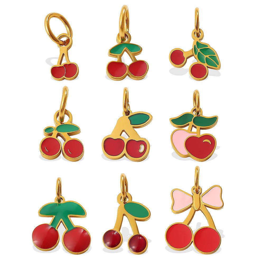 Fresh And Sweet Pendant Red Dripping Fruit Cherry Diy Jewelry Pendant Accessories