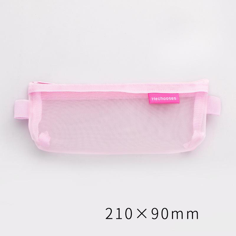 Simple Transparent Mesh Pencil Case Storage Student Pencil Bag Large Capacity Pouches Stationery