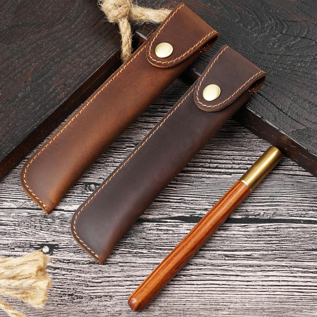 Genuine Leather Handmade Retro Pen Sleeve - Personalized Fountain Pen Case & Creative Gift