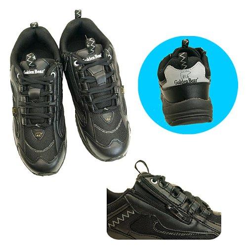 [Golden Bear] GB-007 Black Wide Walking Shoes with Zipper, Men's (26cm)