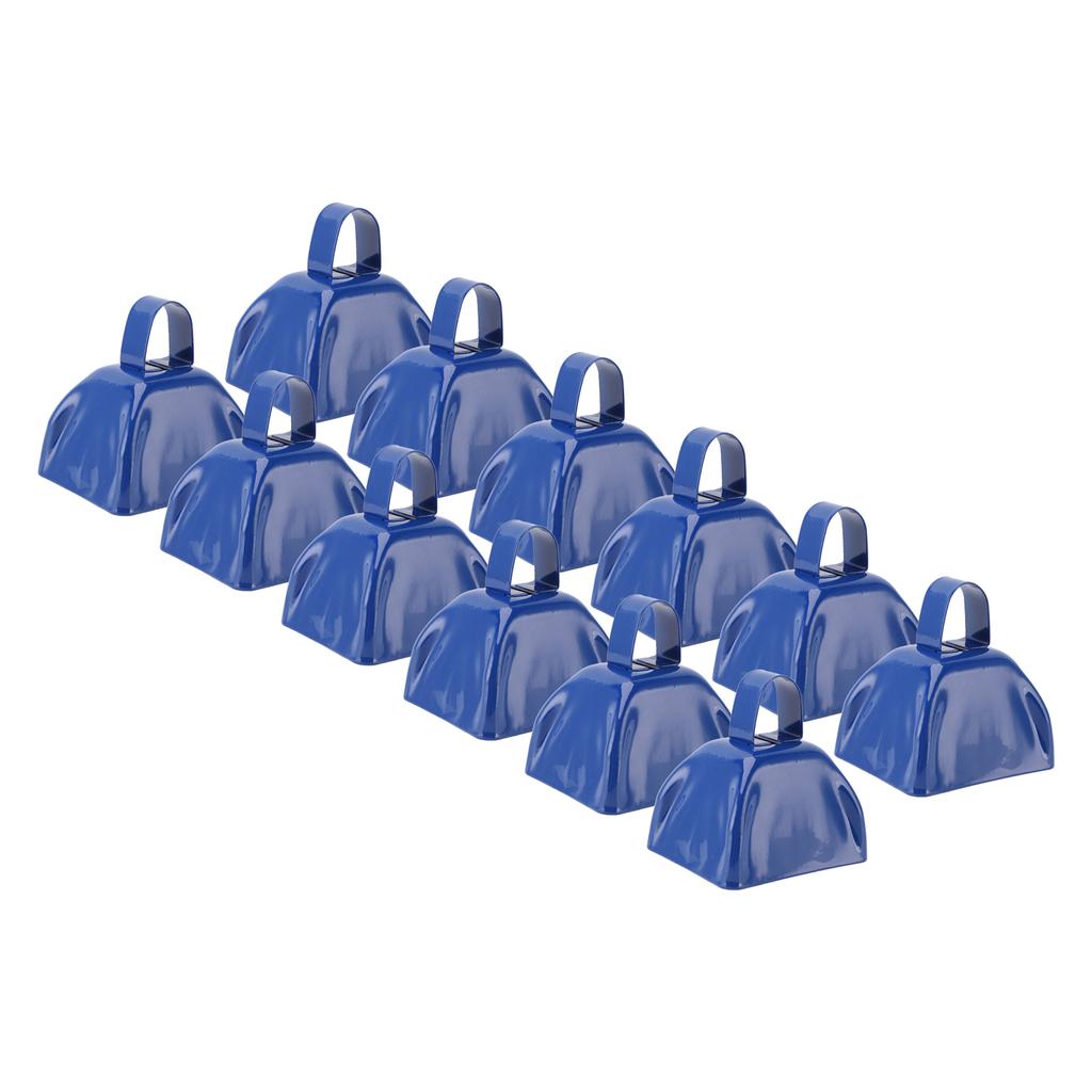 12 ks 3palcový modrý kovový kravský zvonec hlukotvůrce s rukojetí pro fotbalové zápasy sportovní události festival