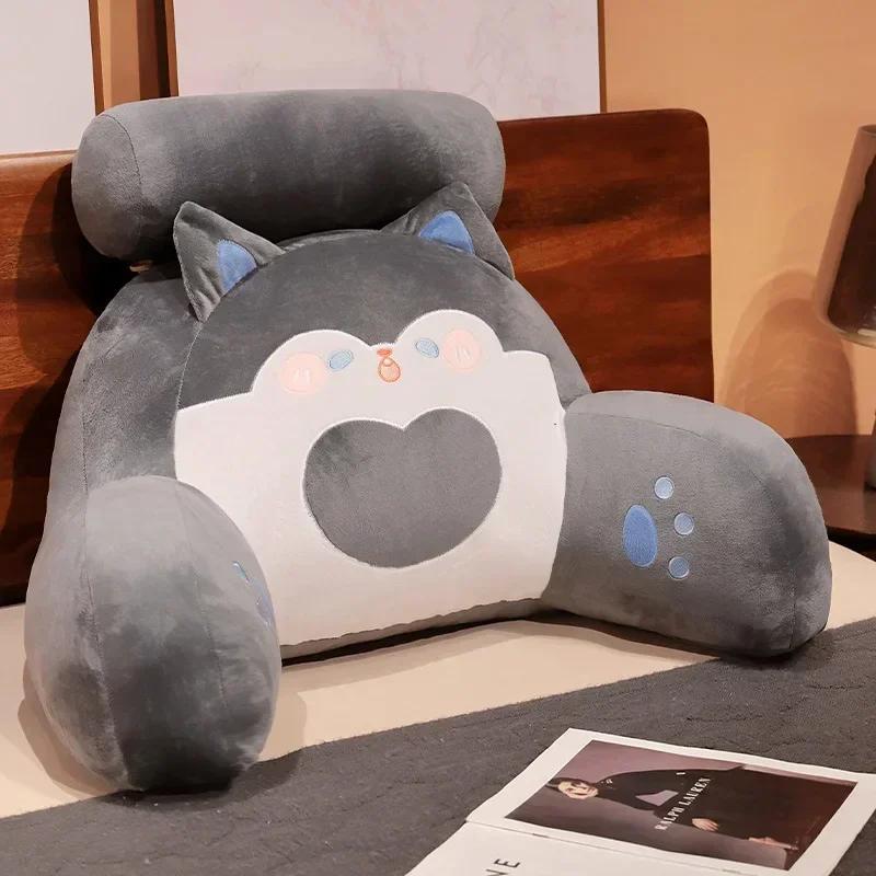 

Домашняя Спальня Защита Изголовья Подушка для Поясницы Плюшевый Мех Мультяшный Можно Разобрать и Стирать Наполнитель из ПП Хлопка Подушка Small 60x40cm серый