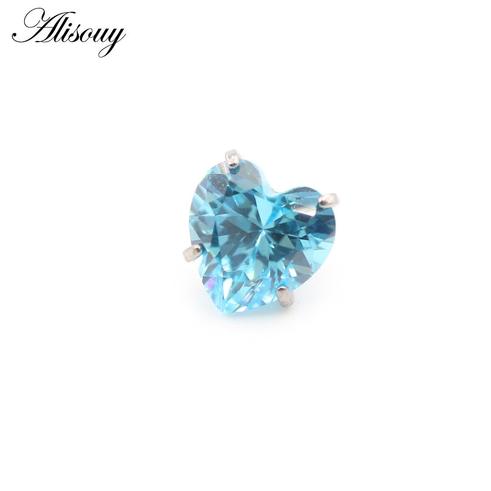 Alisouy 1PC Titane Filetage Externe Cœur Zircon Pour Anneaux de Lèvre Labret Boucles d'Oreilles Puces Piercing DIY Accessoire Bijou de Corps