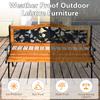 AFSTAR Outdoor Garden Bench, Patio Bench with Large Rose Cast Backrest Amp Comfort Wood Seat, 470 LBS Load Capacity, Weather Pr