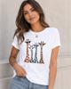 Summer Cartoon Giraffe Pattern Printed T-shirt Unisex's Top Round Neck Short Sleeve Fashion Casual Unisex's Street Wear