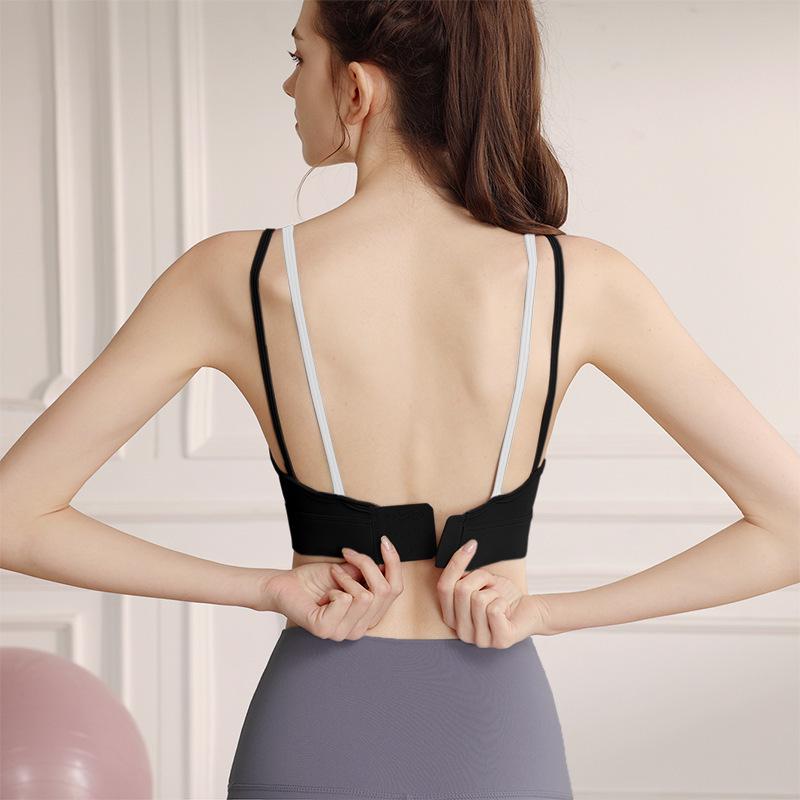 Color Block Women's Two-in-One Sports Bra with Slimming Back for Yoga, Dance, and Cycling