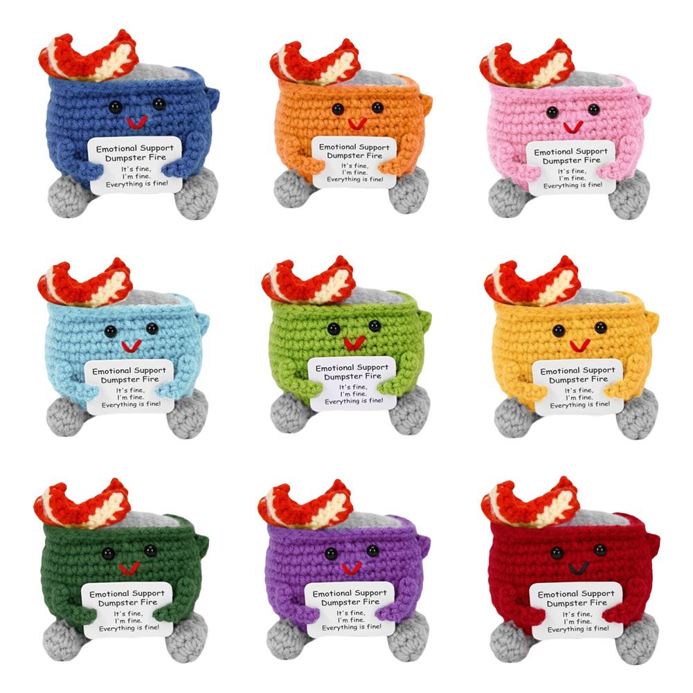 Häkeln Müllcontainer Feuer Niedlich Humorvoll Emotionale Unterstützung Dekoration Geschenk für Zuhause und Büro Fröhliches Accessoire