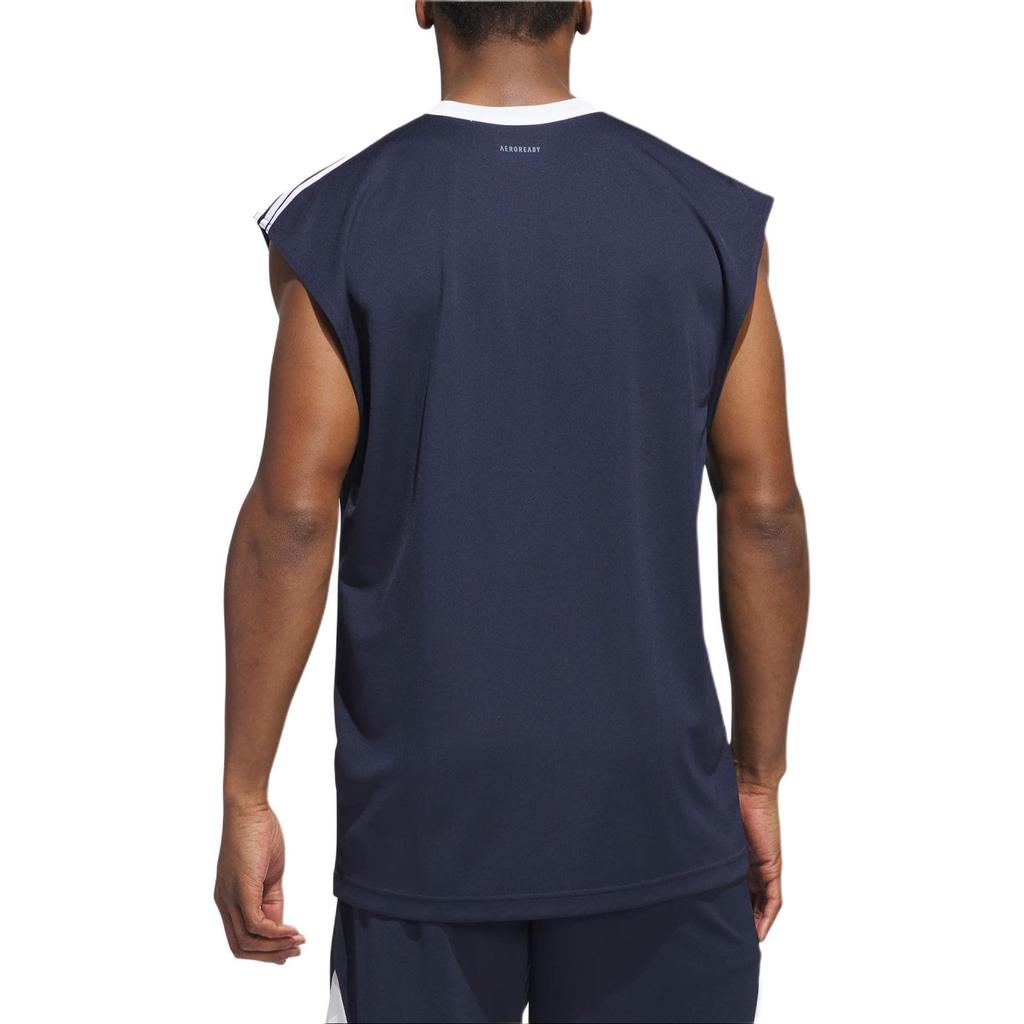 Adidas Logo Striped Quick-Dry Sleeveless Basketball Vest Men Tops Ink-Blue IY3723