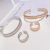Charm 2 Pieces Women 'S Bracelet And Ring Set Simple Open Design Zircon Elegant Accessories Popular Gala Gifts For Mom /Girl