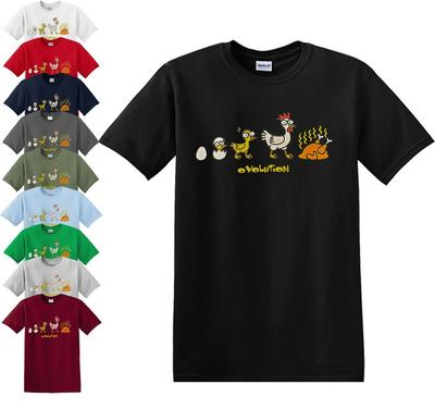 T-SHIRT DIVERTENTE OVOLUTION Pollo Pulcino Evoluzione Scherzo Festa Divertente Regalo T-shirt Top