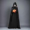 Halloween Cape Black Hooded Medieval Wizard Robe Cosplay Costume Adults Kids Halloween Performance Cloak