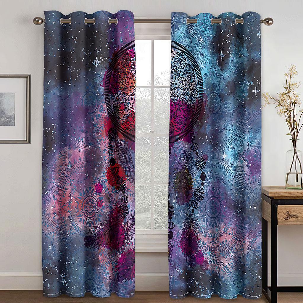 

Тканые шторы с принтом «Ловец снов», две независимые шторы, левая и правая, затемняющие шторы для спальни 132cmx160cm