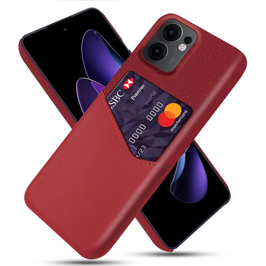 For Oppo Reno13 F 5G Case PU Leather Cloth Texture Hard PC Phone Cover with Card Holder