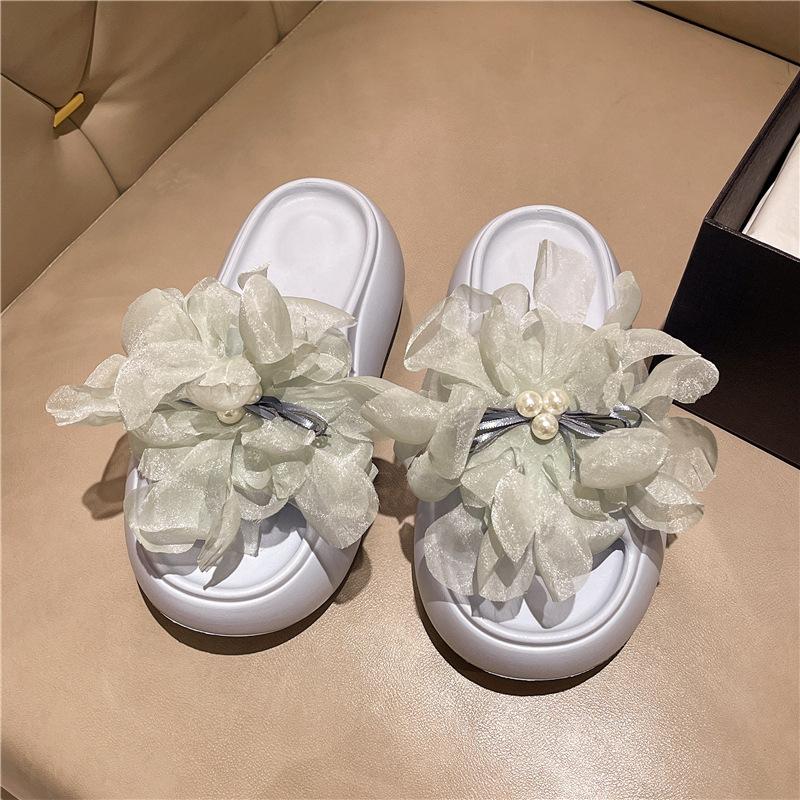 

Fashion Comfort Platform Slides for Women Spring Summer Outdoor Beach Slippers Thick Bottom Slip on Sandals Lace Flower Decor Shoes 39-40 синий