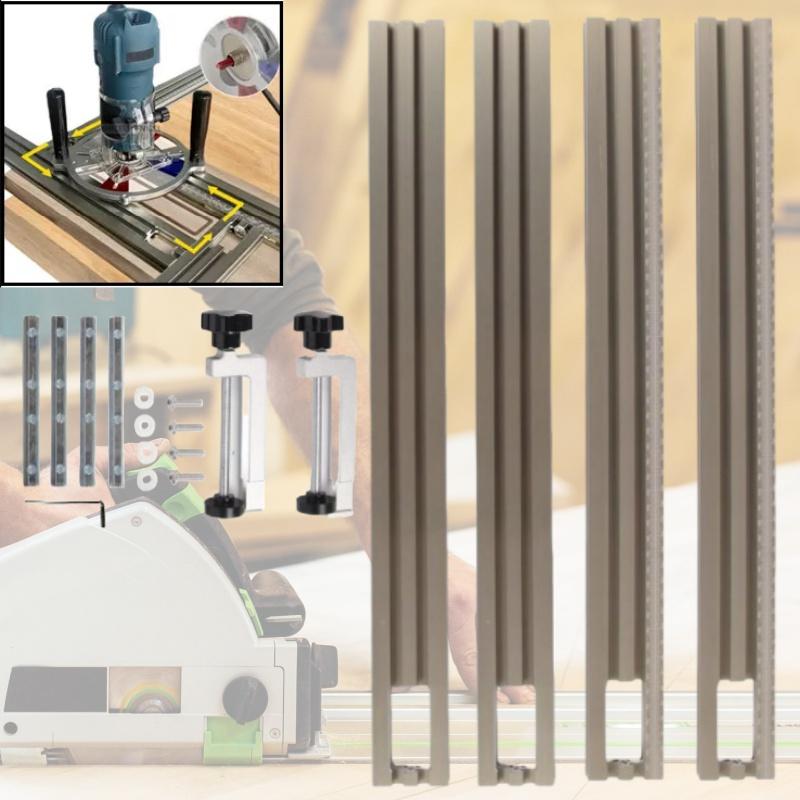 Trimming Machine Guide Rail, 400mm Adjustable Backing Auxiliary Guide Bracket,Aluminum Alloy Milling Groove Engraving Guide Rail