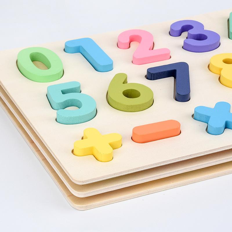 Infant Number Alphabet Animal Cognition Puzzle Early Education Learning Matching Puzzle 1-3-6 Wooden Toy
