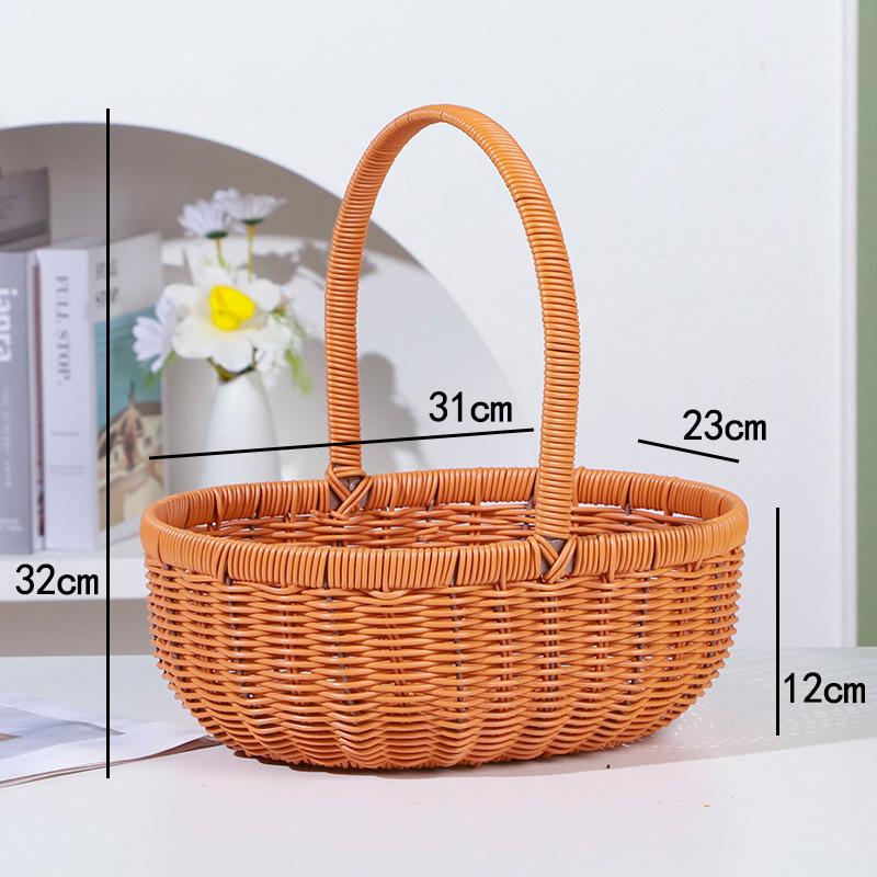 Imitation Rattan Handheld Flower & Snack Basket - Creative Gift & Storage Solution