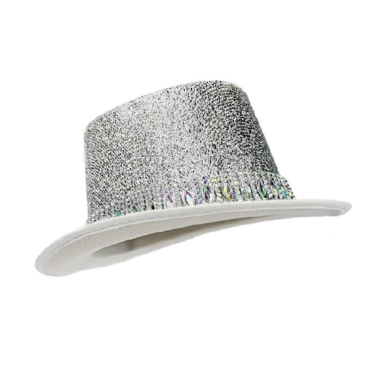 Eye Catching Rhinestones Tall Hat Cosplay Hat Stage Show Hat Halloween Costume Ceremony Hat Evening Party Magicians Hat
