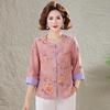 Chinese Style Floral Summer Top for Middle-Aged Women