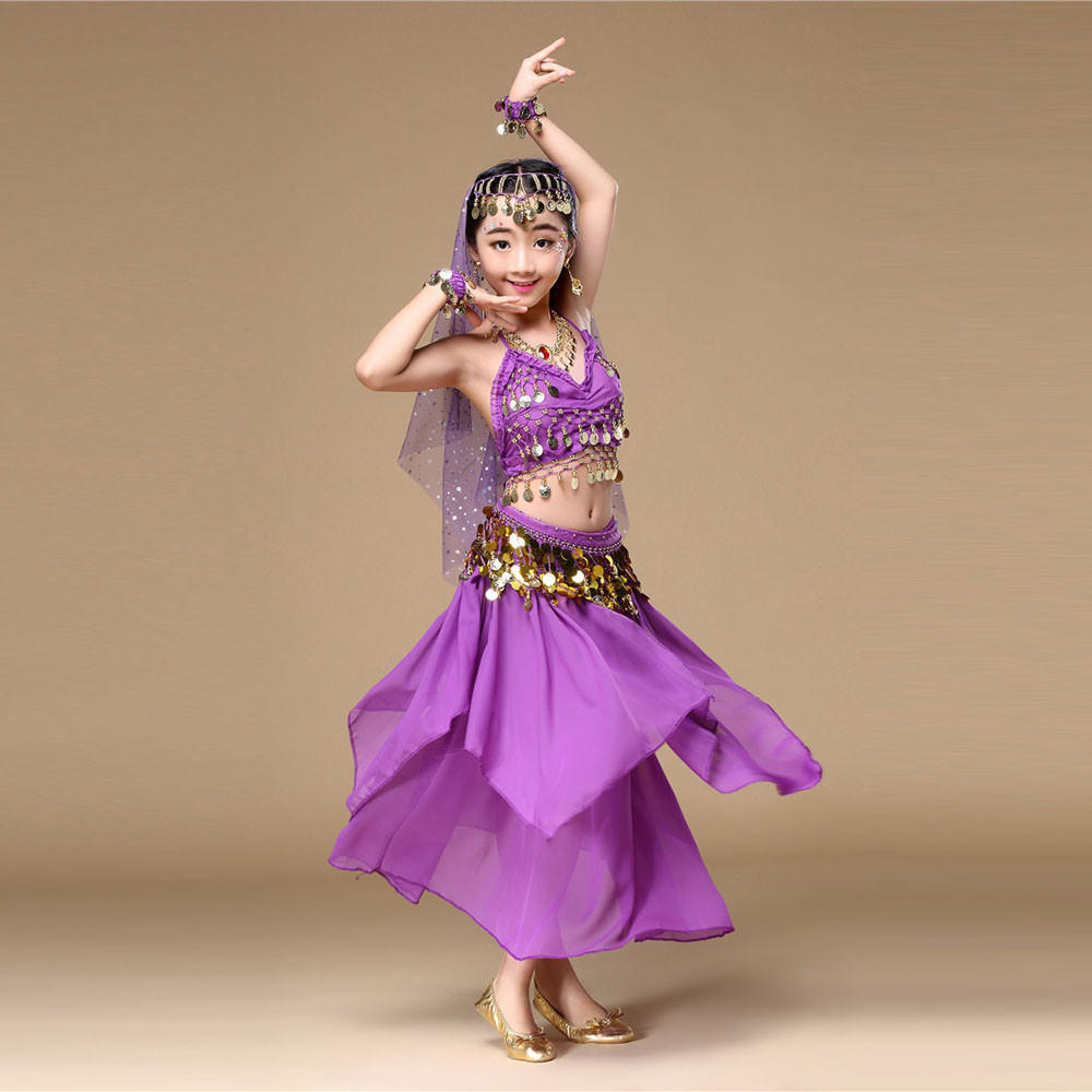 OTMYIGO Damen 5 Stück Indisches Tanzkleid Bauchtanz Outfits Bollywood Kleid Kostüm Damen Set Halloween Kostüm Kostüme,Rot