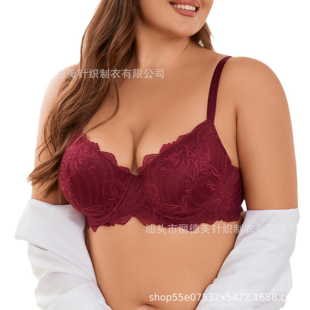 European and American Underwear Women's Large Size Bra Sexy Large Cup Lace Comfortable Large Size Bra