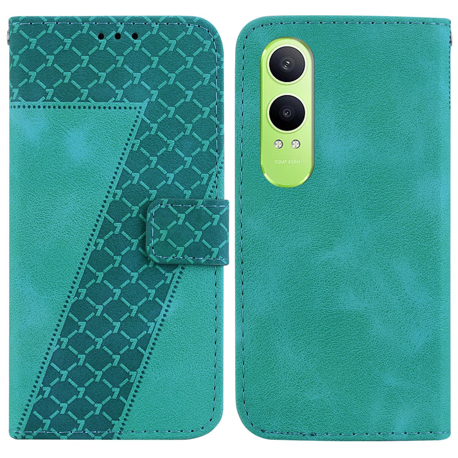 

For OnePlus Nord CE4 Lite 5G Stand Case 7-Shaped Pattern Imprint Leather Phone Cover F