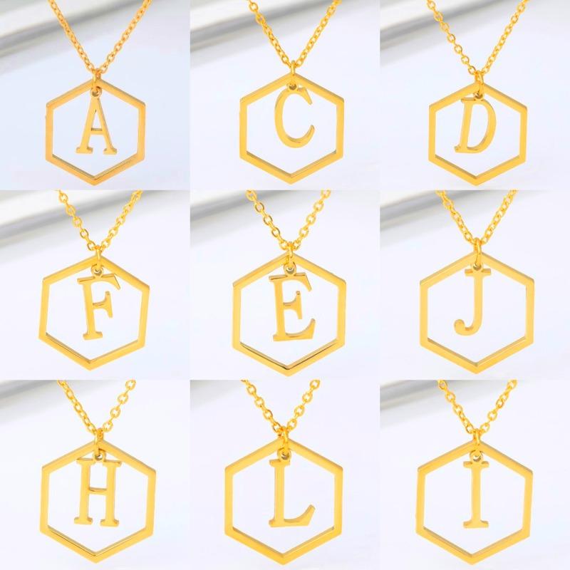 Simple and stylish English alphabet small fresh k gold titanium steel necklace women's accessories geometric collarbone chain