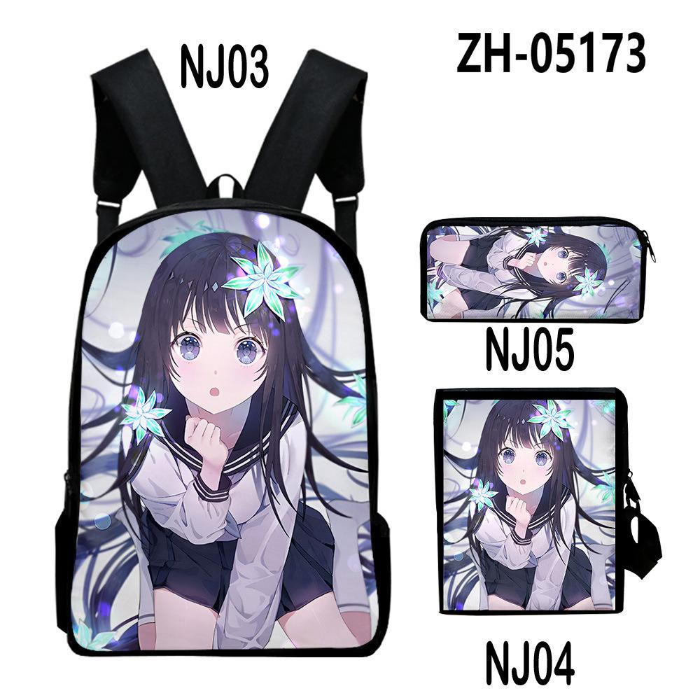 Timeless Unique Cool Danmachi 3D Design 3pcs/Set pupil Learner Bags Everyday Laptop Rucksack Backpack Sling Carry Tote Pencil Pouch